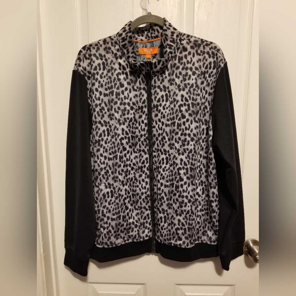 NWT Tallia Sport Track Jacket Leopard Print Track Full Zipper Size XL - Picture 2 of 7